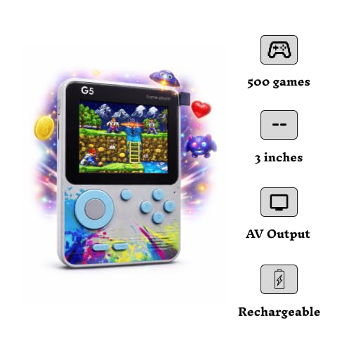 G5 (with Remote) Handheld Game Console Retro Video Games, with Hundreds of Preloaded Classic Video Games Support 2 Players and TV Connection | Support 2 Players | Special Edition | Perfect Birthday Gift