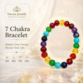 Close up of 7 Chakra Bracelet showing multicolor beads representing root, sacral, solar plexus and heart chakras
