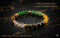 Close up of Dhan Yog Bracelet showing natural gemstone beads including Citrine, Pyrite and Clear Quartz