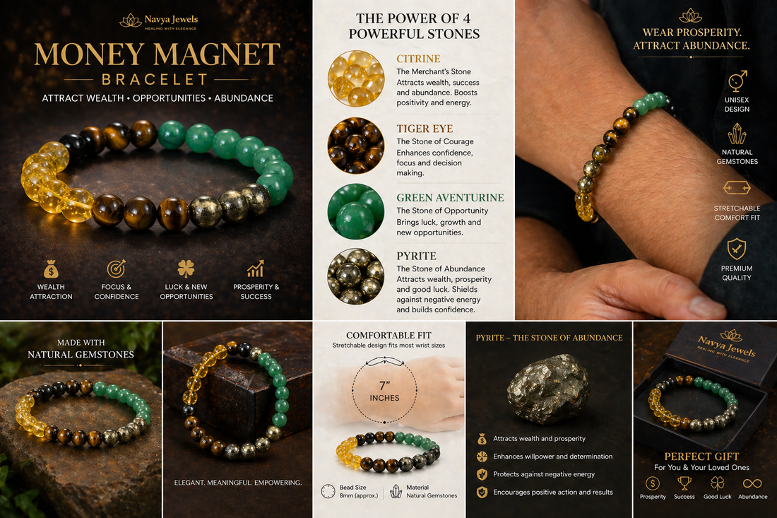 Money Magnet Bracelet – Citrine, Tiger Eye & Green Aventurine Wealth Attraction Bracelet