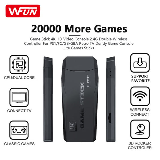 M8 Wireless Retro Gaming Console With Up to 20000 Games For TV | HDMI Game Stick | Plug & Play | Dual Wireless Controllers | Classic Arcade Style Games | Family Gaming | Black  Exclusive Edition