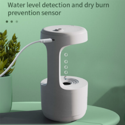 Anti Gravity Air Humidifier With Warm Night Light & LED Display | Ultrasonic Cool Mist Aroma Diffuser | Fine Mist Spray | Quiet Operation | Anti-Gravity Water Droplet Humidifier | Creative Air Aromatherapy for Home Bedroom Office (white)