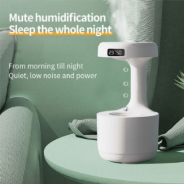 Anti Gravity Air Humidifier With Warm Night Light & LED Display | Ultrasonic Cool Mist Aroma Diffuser | Fine Mist Spray | Quiet Operation | Anti-Gravity Water Droplet Humidifier | Creative Air Aromatherapy for Home Bedroom Office (white)