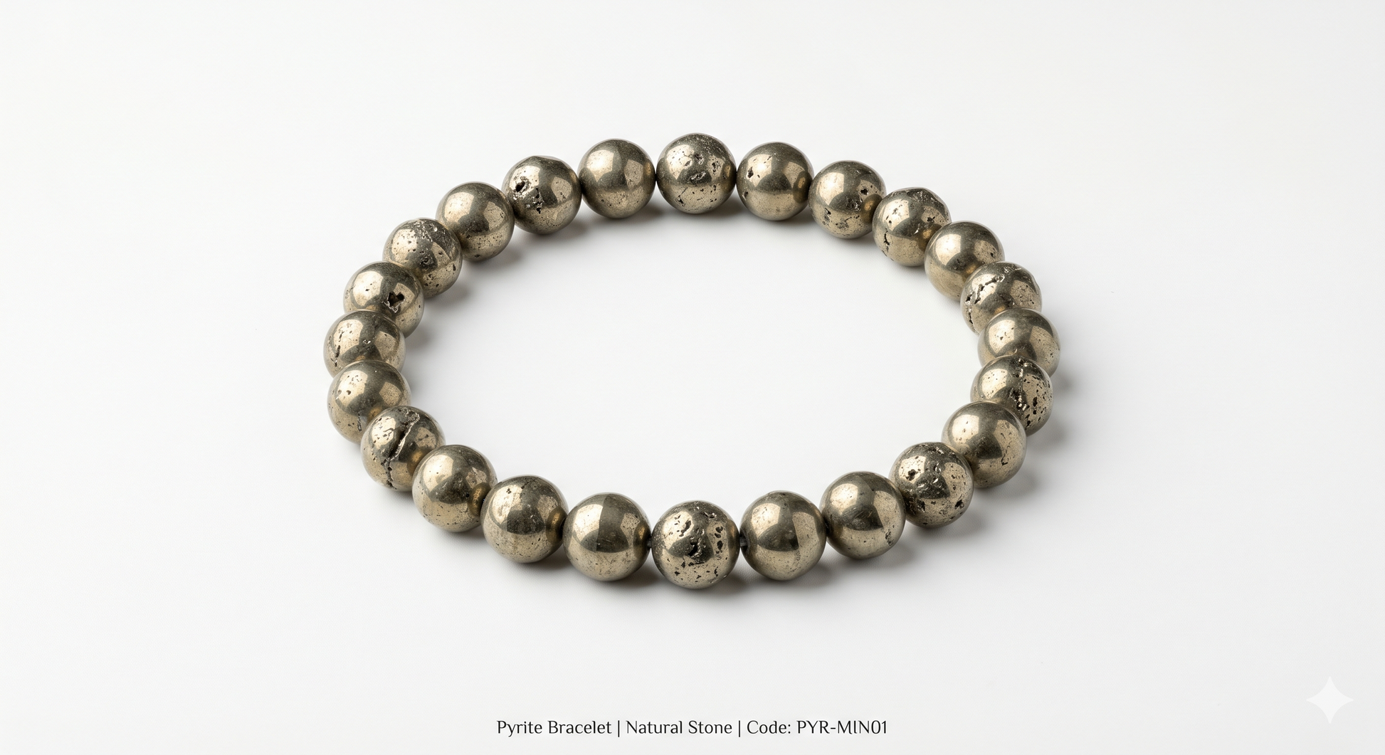 Pyrite bracelet for wealth and protection, natural money magnet stone jewelry on white background