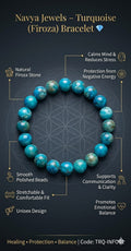 Premium natural turquoise bracelet featuring vibrant blue gemstone beads with unique matrix patterns