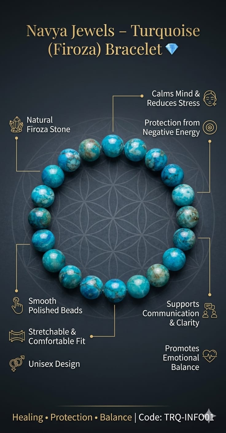 Premium natural turquoise bracelet featuring vibrant blue gemstone beads with unique matrix patterns